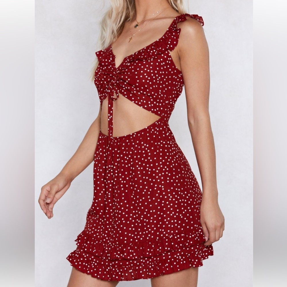 Like It or Knot Polka Dot Cutout Dress